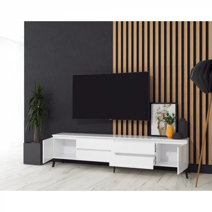 Comoda MP1, 220x40x55 cm, alb acril [2]
