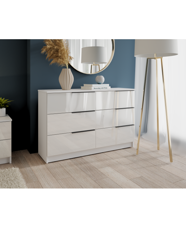 Dormitor Prestige 3U cu pat tapitat - acril alb [4]