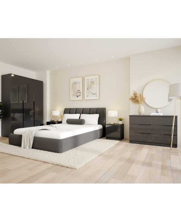 Dormitor Prestige 3U cu pat tapitat - acril antracit [2]