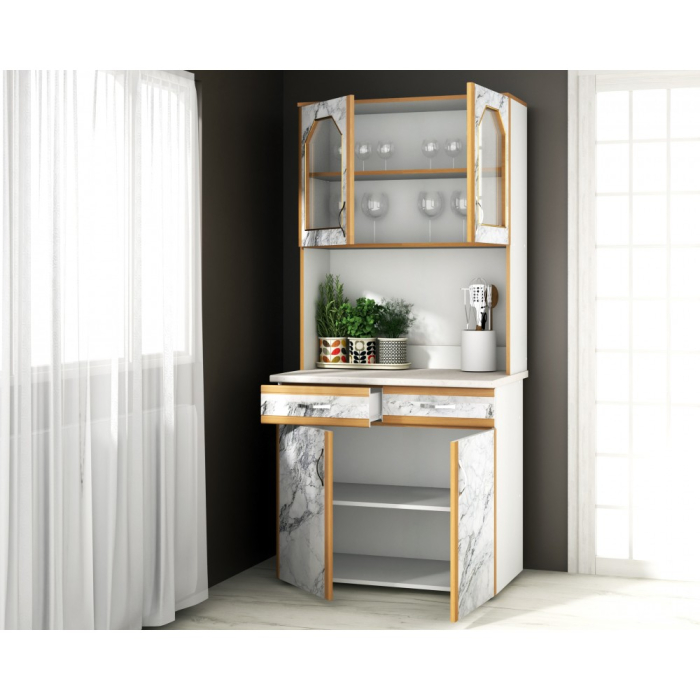 Dulap 90 pal, alb+pietra bianco 91x33/60x197cm [2]