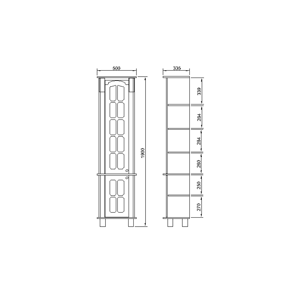 Dulap baie Versailles, 50x190x33cm, Argint [2]