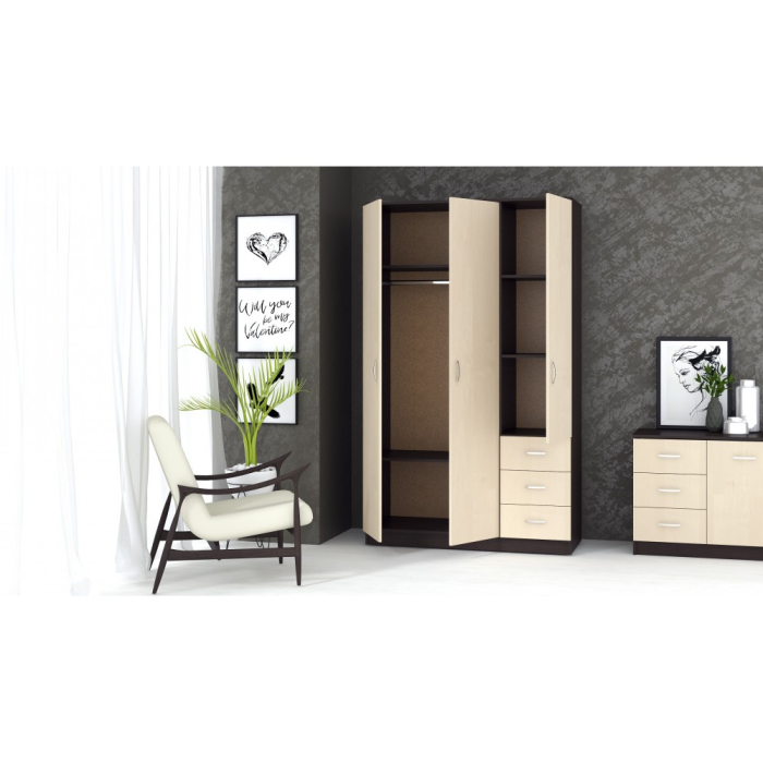 Dulap Ionut,120x50x200 cm, wenge/mesteacan [2]