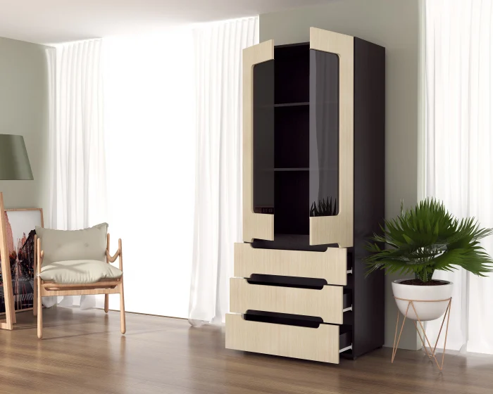 Dulap Stil-21, 80x46x195 cm, Wenge+Mesteacan [2]