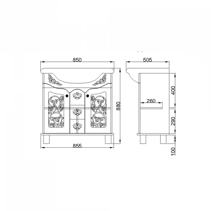 Masca baie + lavoar Pearl, 85x90x51cm, Aur [2]