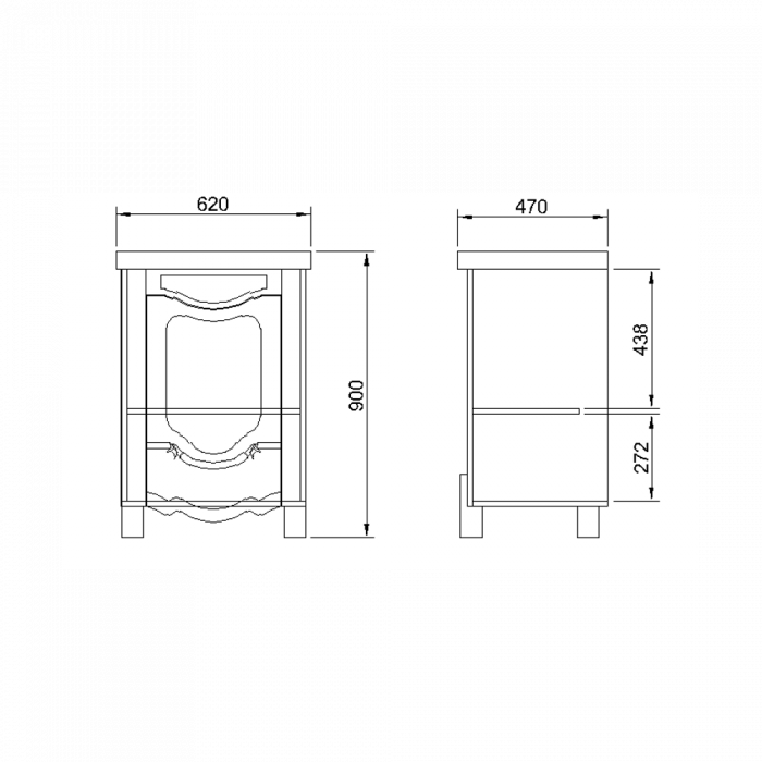 Masca baie + lavoar Venice, 62x90x47cm, Stejar [3]