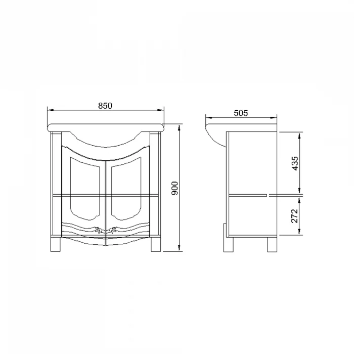 Masca baie + Lavoar Venice, 85x90x51cm, Stejar [2]