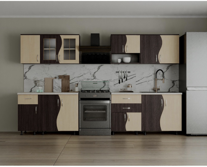 Bucatarie Paula S 2.6m wenge si mesteacan - mobila bucatarie moderna [3]