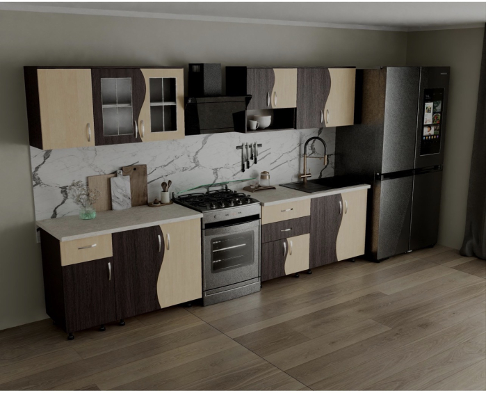 Bucatarie Paula S 2.6m wenge si mesteacan - mobila bucatarie moderna [4]