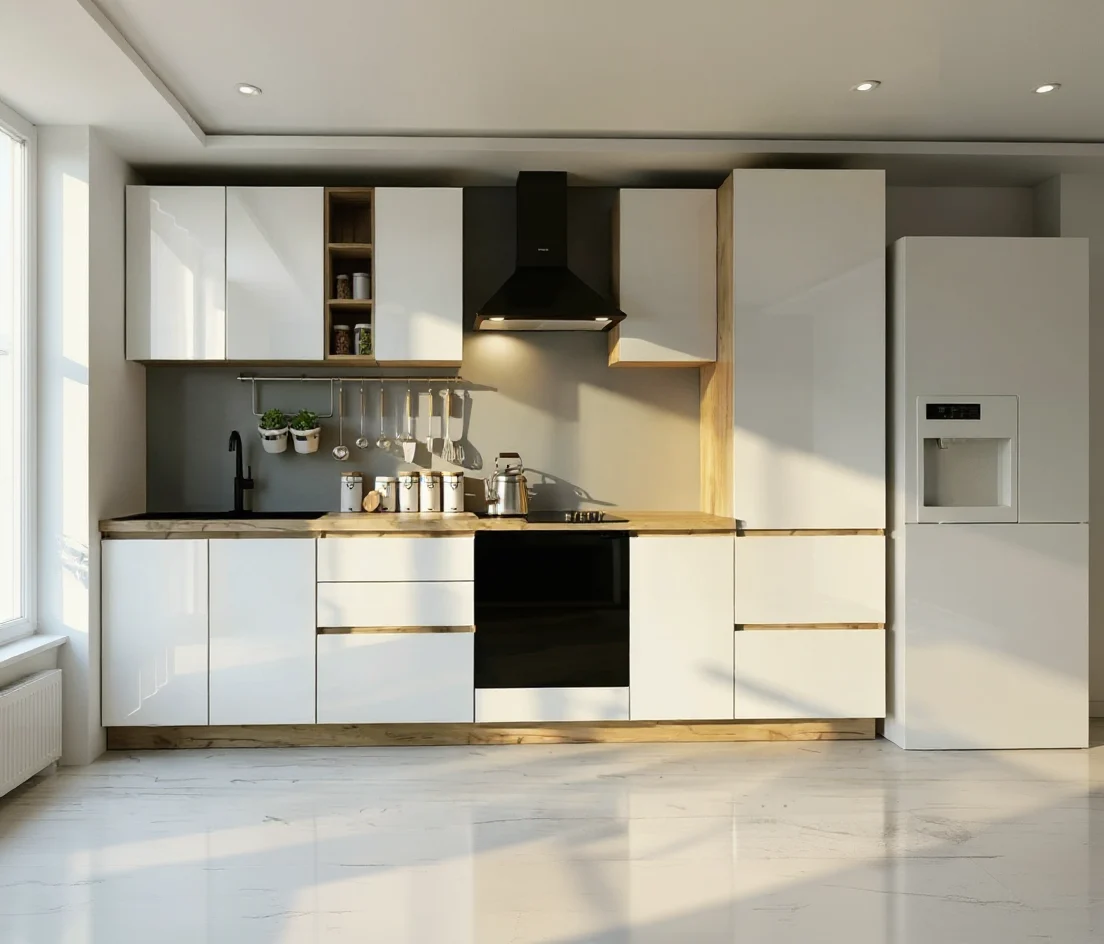 Mobila Bucatarie Chelsea 300cm MDF Stejar k003/Alb - Set Mobilier Bucatarie [5]