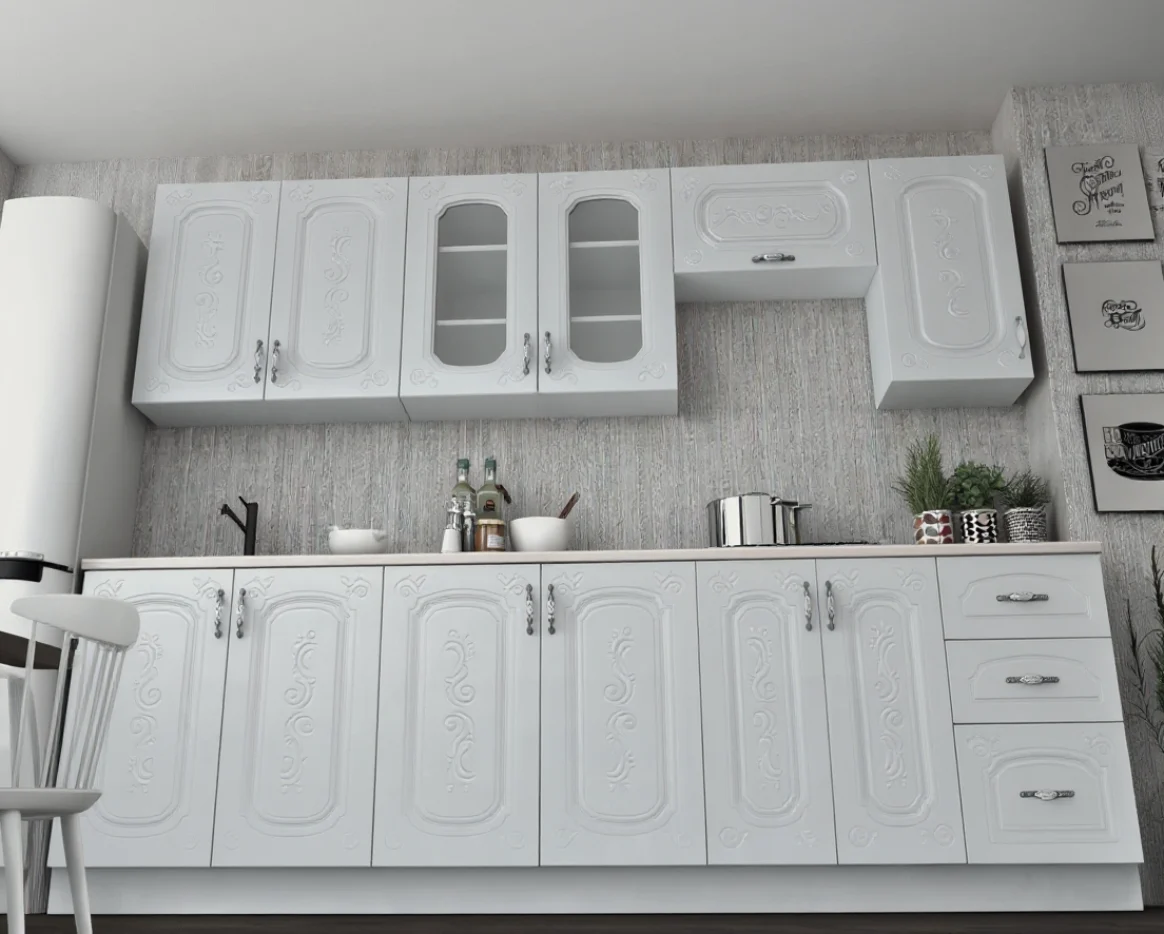 Mobila Bucatarie Liza 260 cm MDF alb - Bucatarie completa [4]