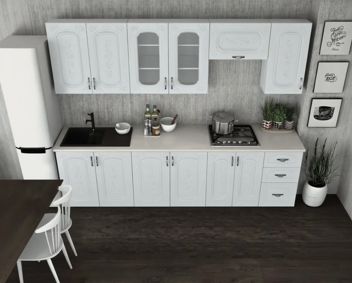 Mobila Bucatarie Liza 260 cm MDF alb - Bucatarie completa [3]