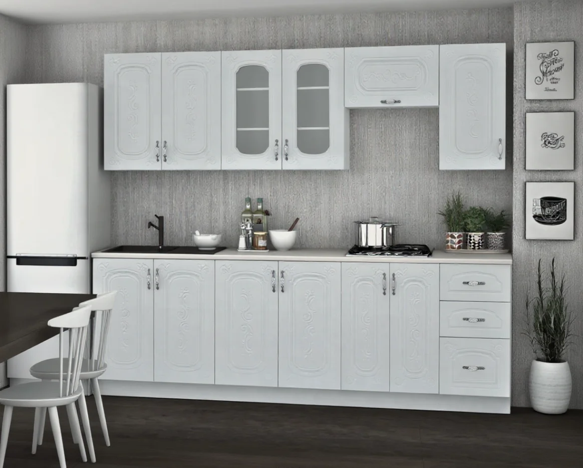 Mobila Bucatarie Liza 260 cm MDF alb - Bucatarie completa [2]