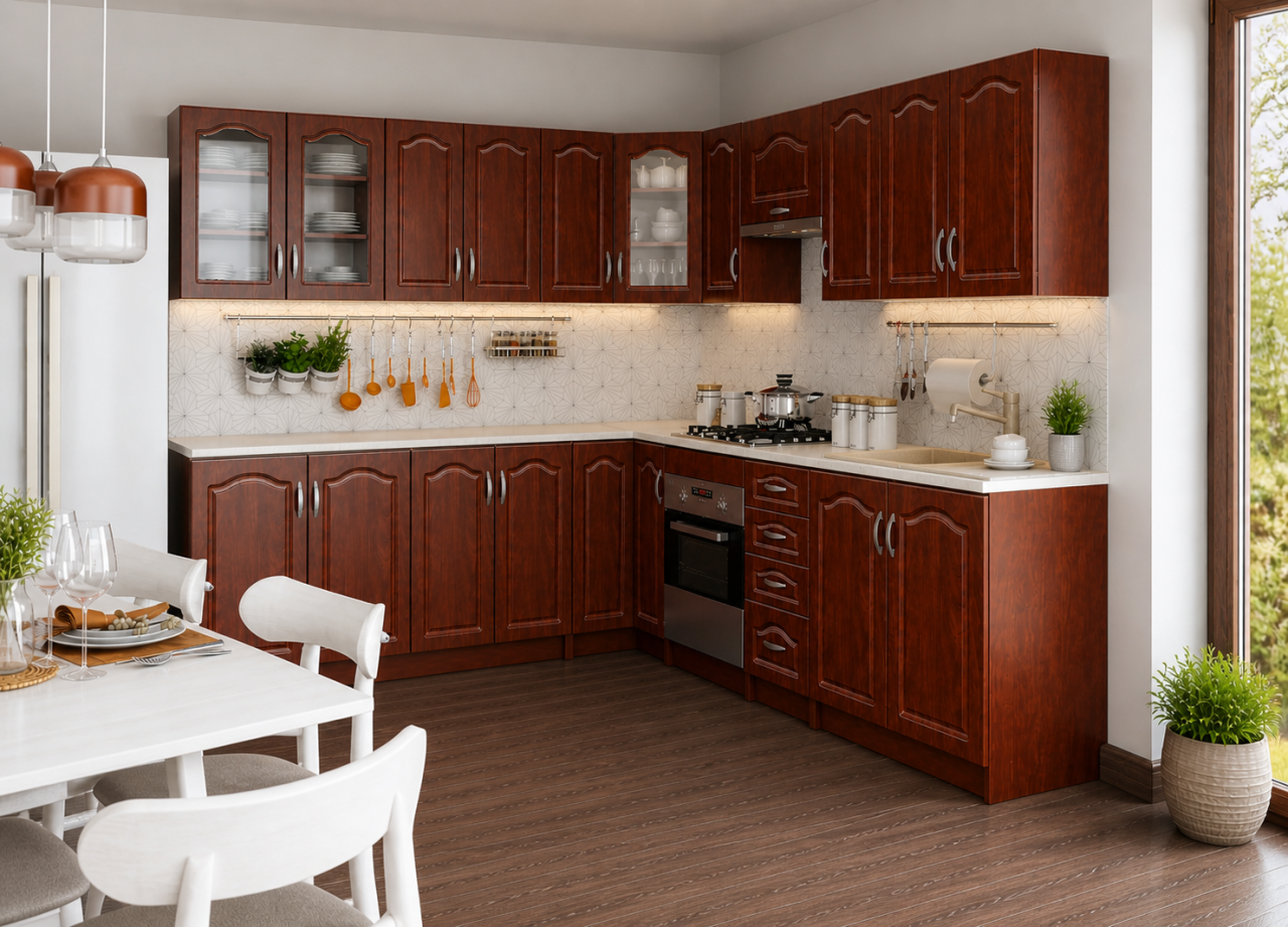 Mobila bucatarie Olea pe Colt MDF Calvados - Set mobilier bucatarie [2]