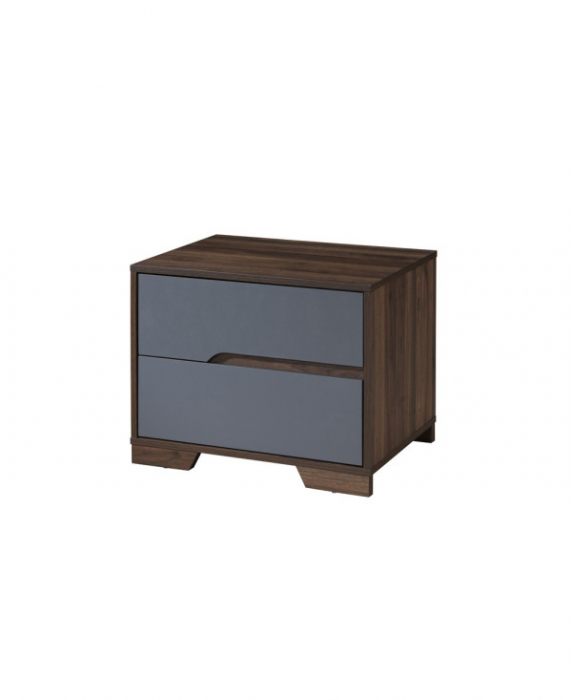 Noptiera Nora cu 2 sertare, culoare Gri + Nuc, 60x45x47cm [3]