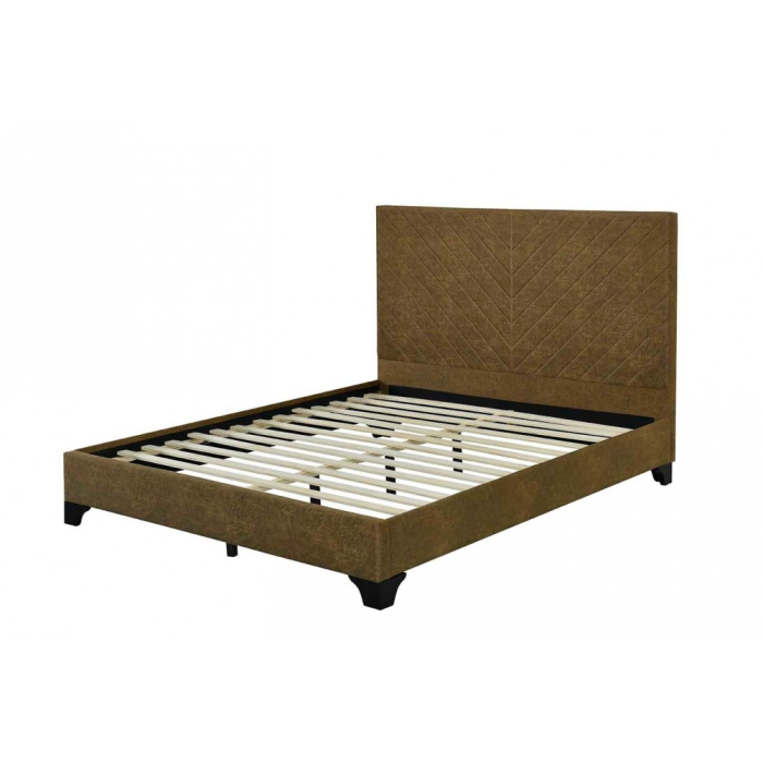 Pat tapitat Kring 140x200cm, suport saltea inclus, culoare Maro [3]