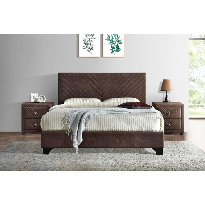 Pat tapitat Kring 160x200cm, suport saltea inclus, culoare Maro [2]