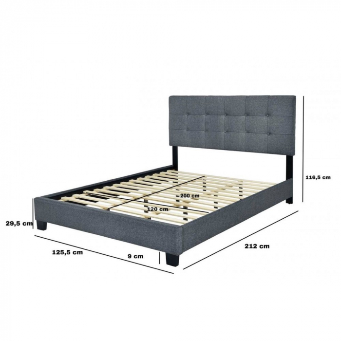 Pat tapitat Modern 120x200cm culoare Gri [11]