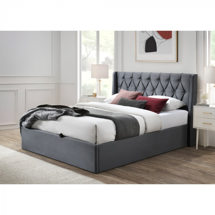 Pat tapitat Prestige 1 160x200 spatiu de depozitare culoare Gri [2]