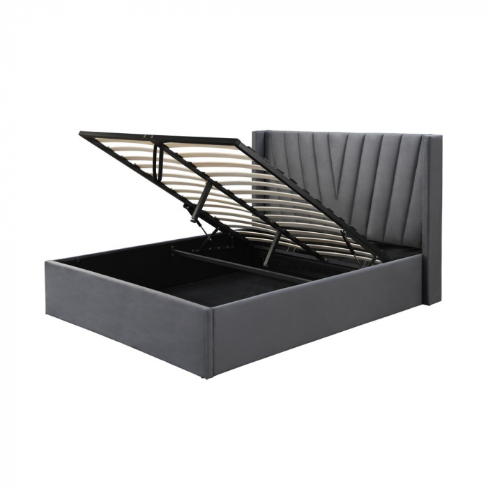 Pat tapitat Prestige 2 160x200 spatiu de depozitare culoare Gri [4]