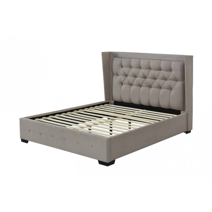 Pat tapitat Roma 160x200cm, suport saltea inclus, culoare Gri [2]