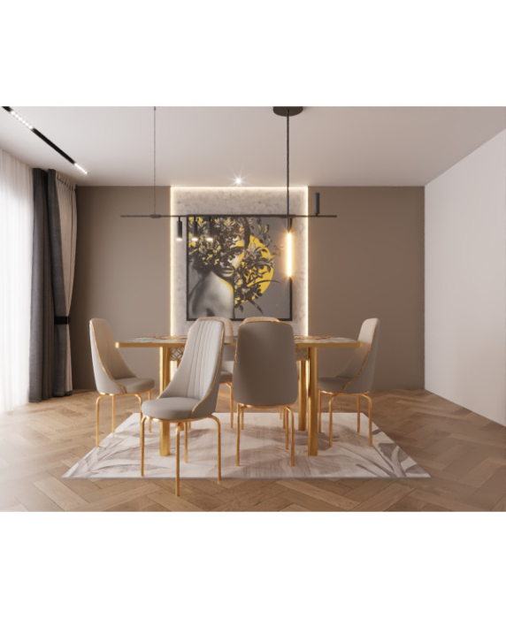 SET MASA 6 SCAUNE ALTIN 3, GRI, BEJ [3]