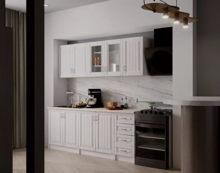 Bucatarii - Mobila Bucatarie 200 cm Alb MDF Georgia-Set Mobilier Bucatarie