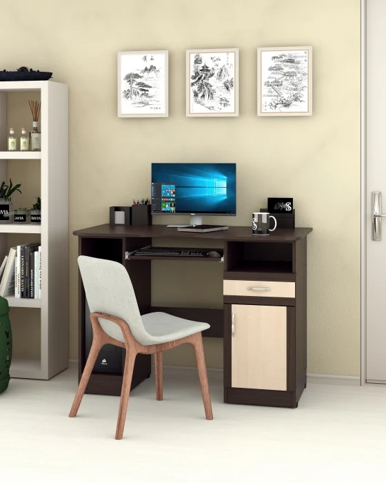 MOBILIER BIROU - Birou Tip II Soft, Wenge + Mesteacan