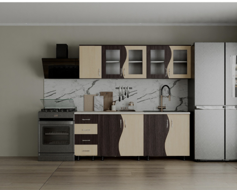 MOBILIER BUCATARIE - Bucatarie CIP S Wenge Mesteacan 200x60x200 cm