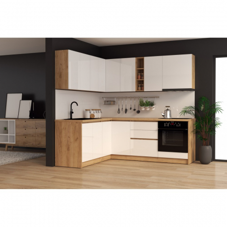 Bucatarii - Mobila Bucatarie colt 182,5x162,5 cm  Alb MDF Roma V1- Set Mobila Bucatarie