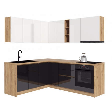 Mobila Bucatarie colt 182,5x162,5 cm  Alb+Gri antracit MDF Roma V1- Set Mobila Bucatarie [1]