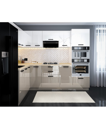 Mobila Bucatarie pe Colt 258x180 cm Alb Cappuccino MDF Amalia-Set Mobilier Bucatarie [2]