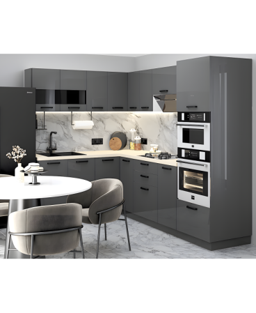 Mobila Bucatarie pe Colt 258x180 cm Gri Antracit MDF Amalia- Set Mobilier Bucatarie [3]