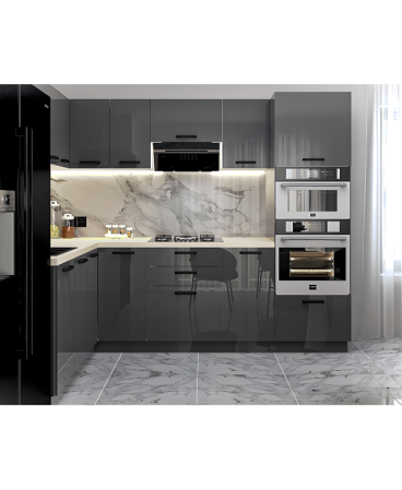Mobila Bucatarie pe Colt 258x180 cm Gri Antracit MDF Amalia- Set Mobilier Bucatarie [1]