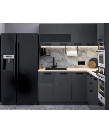 Mobila Bucatarie pe Colt 258x180 cm Gri Antracit MDF Amalia- Set Mobilier Bucatarie [2]