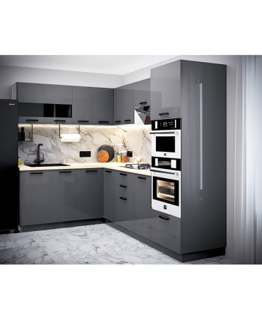Bucatarii - Mobila Bucatarie pe Colt 258x180 cm Gri Antracit MDF Amalia- Set Mobilier Bucatarie