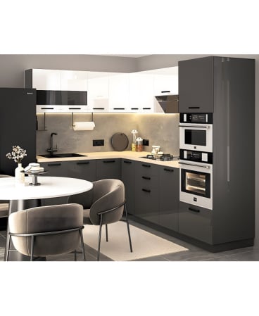 Bucatarii - Mobila Bucatarie pe colt 180x258cm Alb Gri Antracit MDF Amalia V1 - Set Mobilier Bucatarie