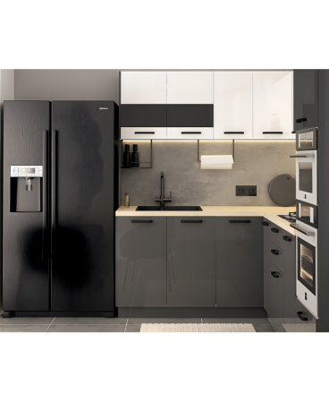 Mobila Bucatarie pe colt 180x258cm Alb Gri Antracit MDF Amalia V1 - Set Mobilier Bucatarie [2]