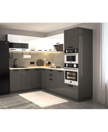 Mobila Bucatarie pe colt 180x258cm Alb Gri Antracit MDF Amalia V1 - Set Mobilier Bucatarie [3]