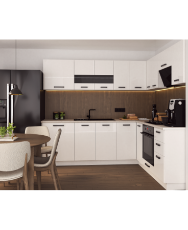 Mobila Bucatarie pe colt 205x240cm Alb MDF lucios Amalia V2 - Set Mobilier Bucatarie [4]