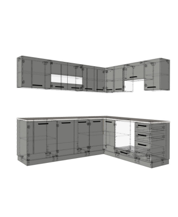 Mobila Bucatarie pe colt 240x205cm Gri Antracit MDF Amalia V2 - Set Mobilier Bucatarie [7]