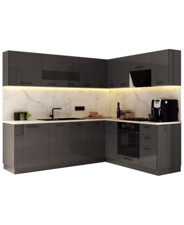 Mobila Bucatarie pe colt 240x205cm Gri Antracit MDF Amalia V2 - Set Mobilier Bucatarie [5]