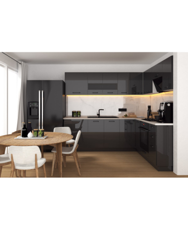 Mobila Bucatarie pe colt 240x205cm Gri Antracit MDF Amalia V2 - Set Mobilier Bucatarie [2]