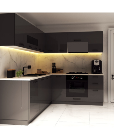 Mobila Bucatarie pe colt 240x205cm Gri Antracit MDF Amalia V2 - Set Mobilier Bucatarie [4]