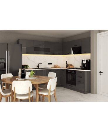 Mobila Bucatarie pe colt 240x205cm Gri Antracit MDF Amalia V2 - Set Mobilier Bucatarie [1]
