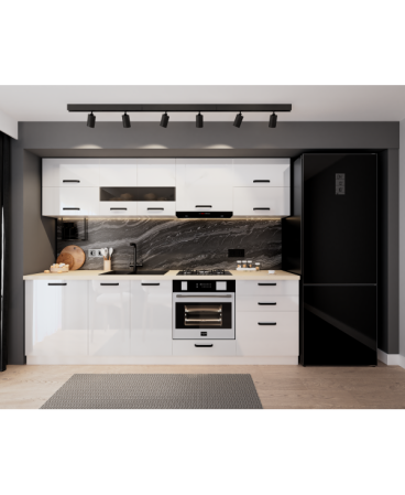 Bucatarii - Mobila Bucatarie 260 cm Alb MDF  Amalia-Set Mobilier Bucatarie