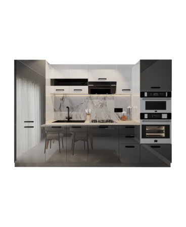 Bucatarie Daria, MDF Alb+Antracit, 303x60x200cm [2]