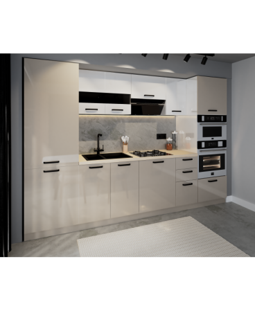 Mobila Bucatarie 303 cm  Alb Cappuccino MDF Amalia-Set Mobilier Bucatarie [2]