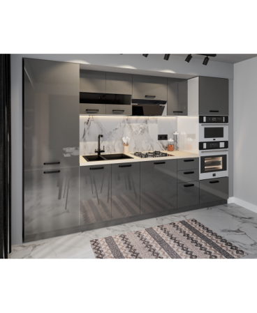 Mobila Bucatarie 303 cm Gri antracit  MDF Amalia- Set Mobilier Bucatarie [1]