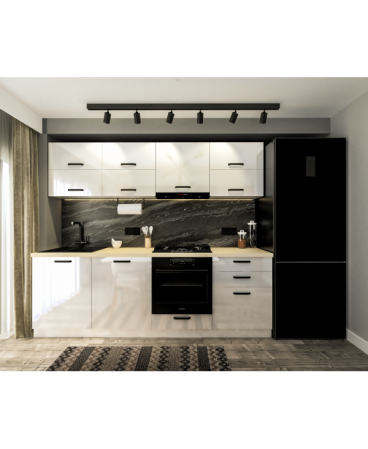 Bucatarii - Mobila Bucatarie 240 cm  Alb MDF Amalia V2- Set Mobilier Bucatarie