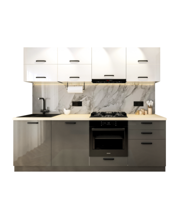 Mobila Bucatarie 240 cm  Alb Antracit MDF Amalia V2- Set Mobilier Bucatarie [3]